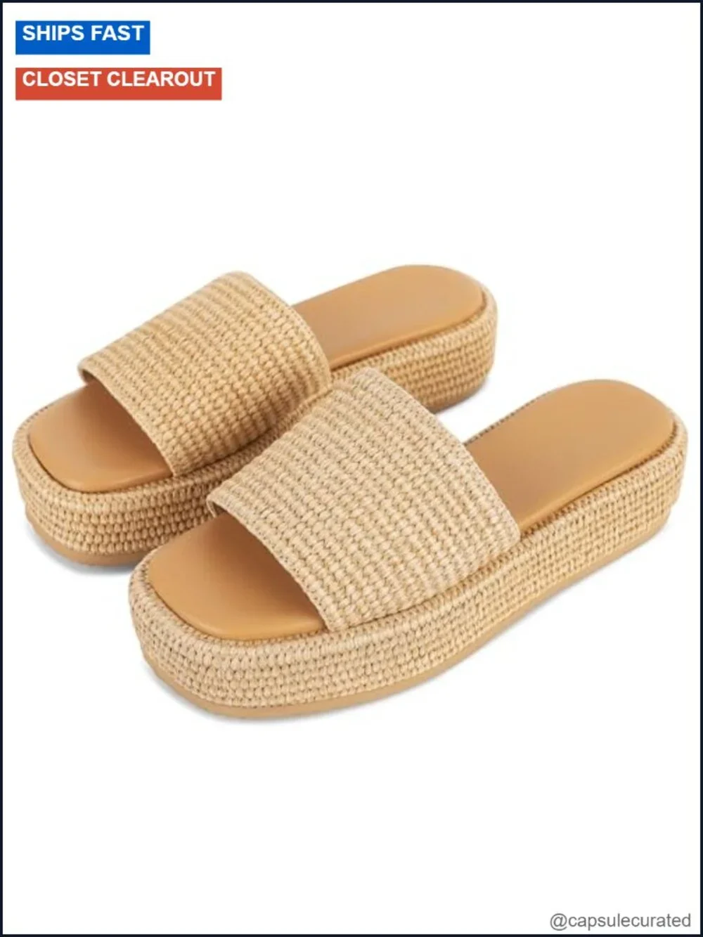 Women's Espadrille Platform Wedge Sandals Woven Raffia Non-Slip Slip-On Summer
